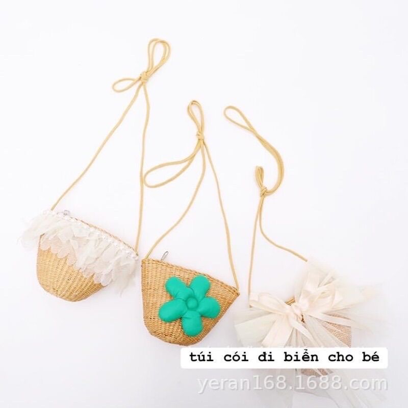 Túi cói mini đi biển cho bé gái
