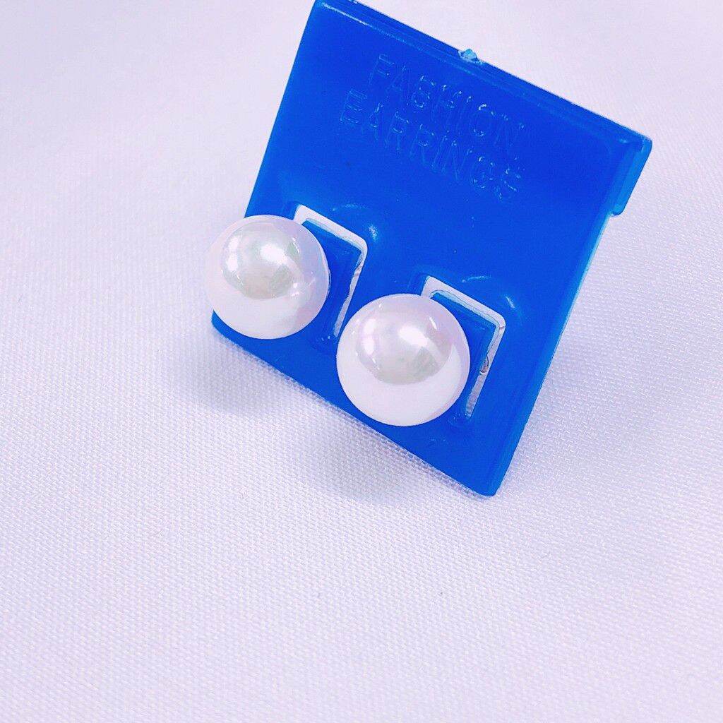 Bông tai bạc 925 chốt thẳng đính hạt ngọc trai 6li trắng ngà vĩn viễn bảo hành