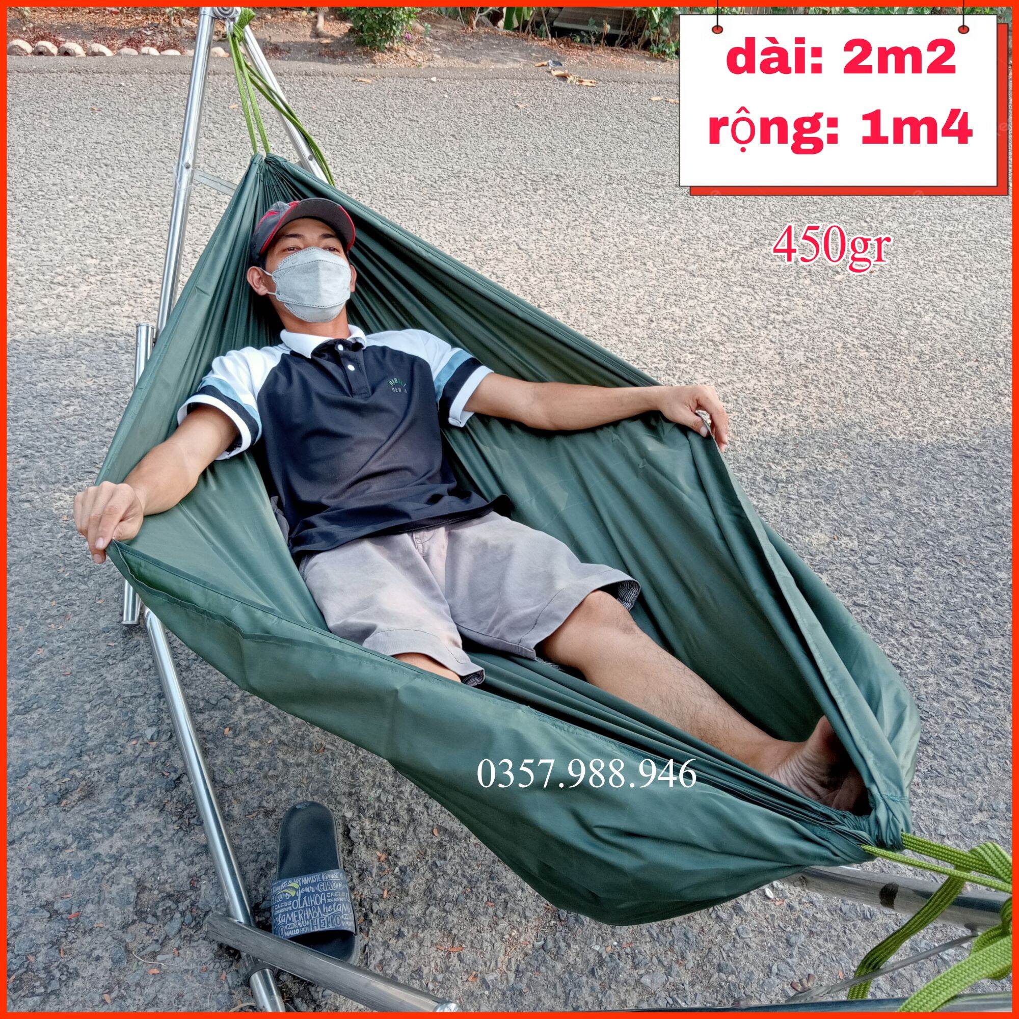 Võng dù cá sấu 2 lớp dày giá rẻ dài 220cm rộng 140cm - võng bền đẹp kèm 4 mét dây dù
