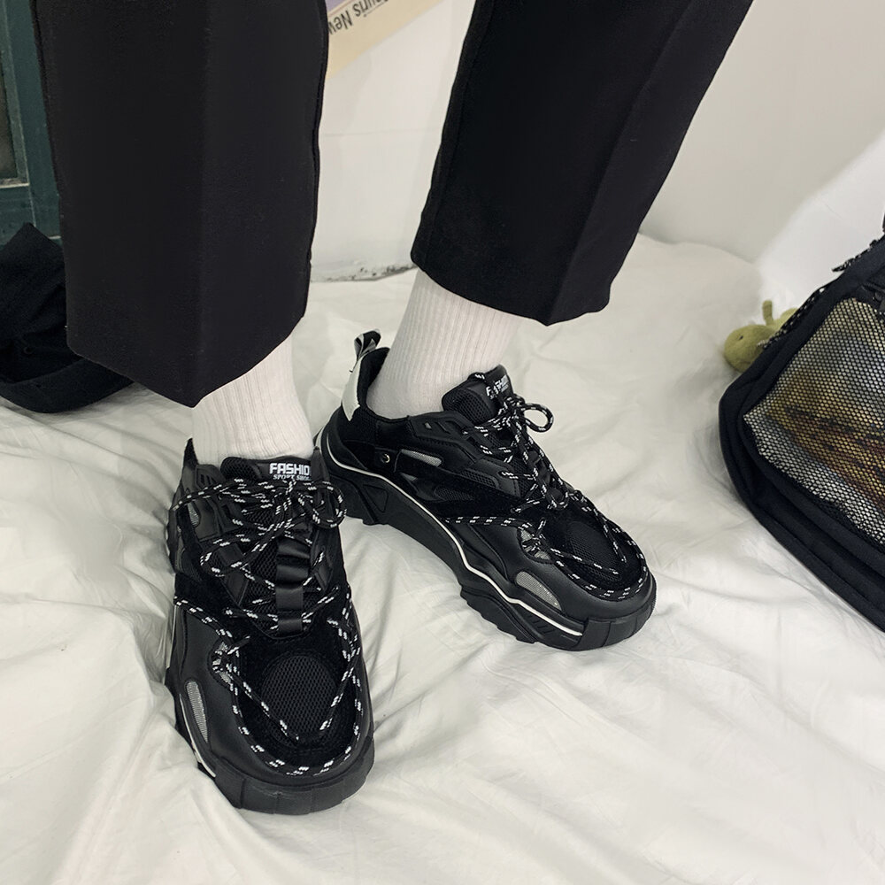 Giày Bố Già Xuân Hè Cho Nam Giày Nổi Tiếng Trên Mạng Siêu Hot Instagram Dễ Phối Cặp Đôi Đế Dày Màu Đen Giày Đế Bằng Thể Thao Giày Sành Điệu Phản Quang