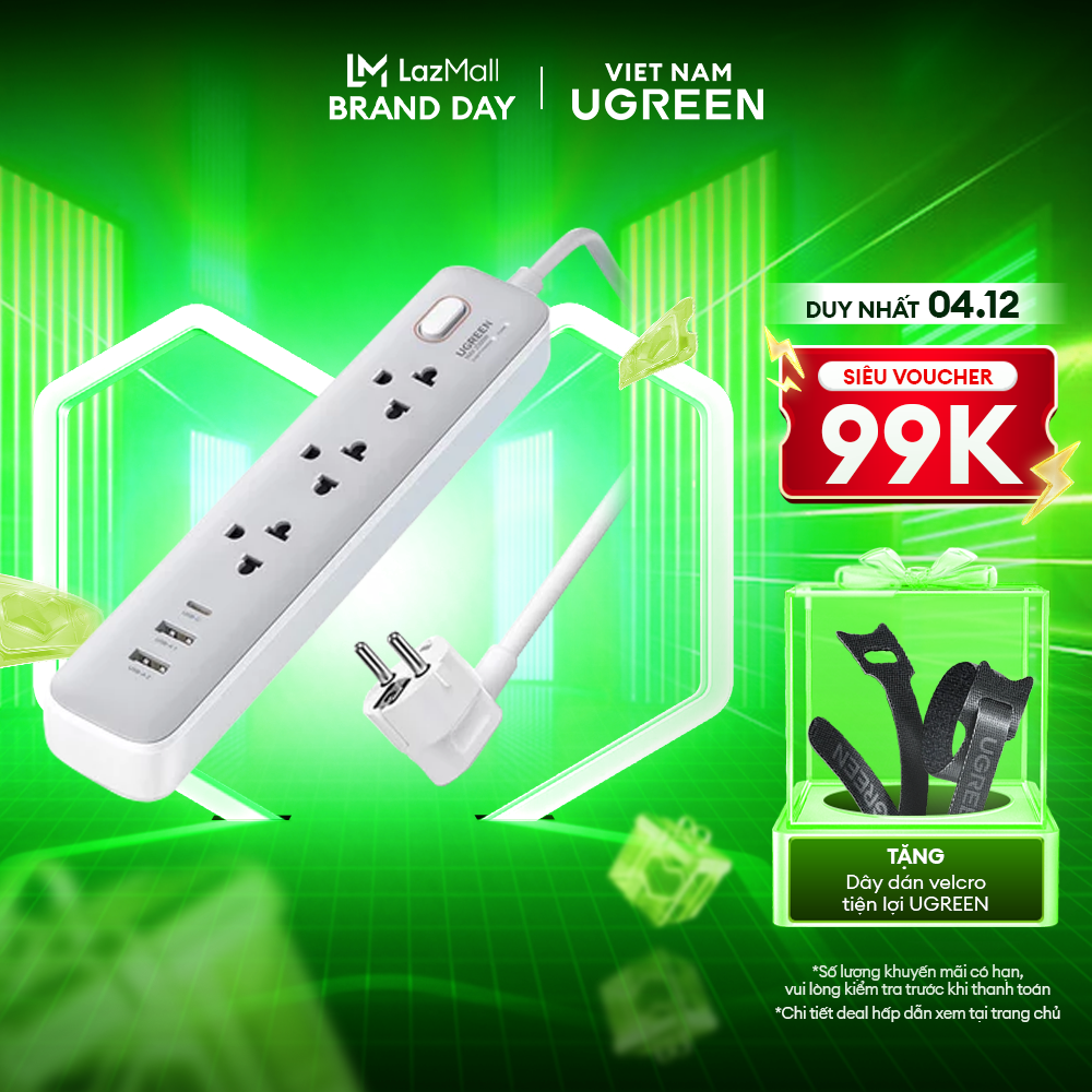 Ổ cắm điện đa năng UGREEN CD286 | 6 cổng tích hợp | Công suất tối đa 30W | Bảo Hành 18 Tháng 1 Đổi 1 | 15143