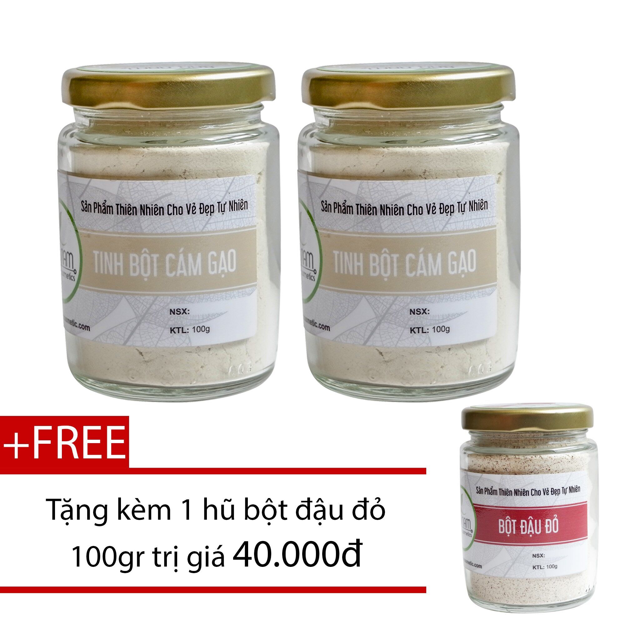 [HCM]Combo 2 Bột Cám Gạo Se Khít Chân Lông 100g+ Tặng Bột Đậu Đỏ Nguyên Chất BẢO NAM (100g/hũ) [ Đã được kiểm nghiệm y tế ]