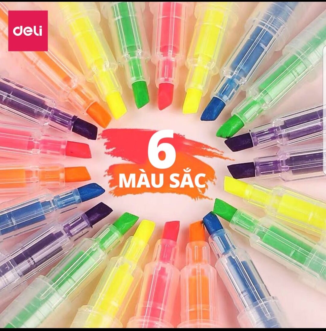 Bút Highlight 2 đầu nhiều màu giá rẻ Deli
