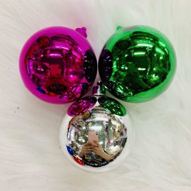 Set 6 trái châu bóng 6cm 8cm trang trí noel