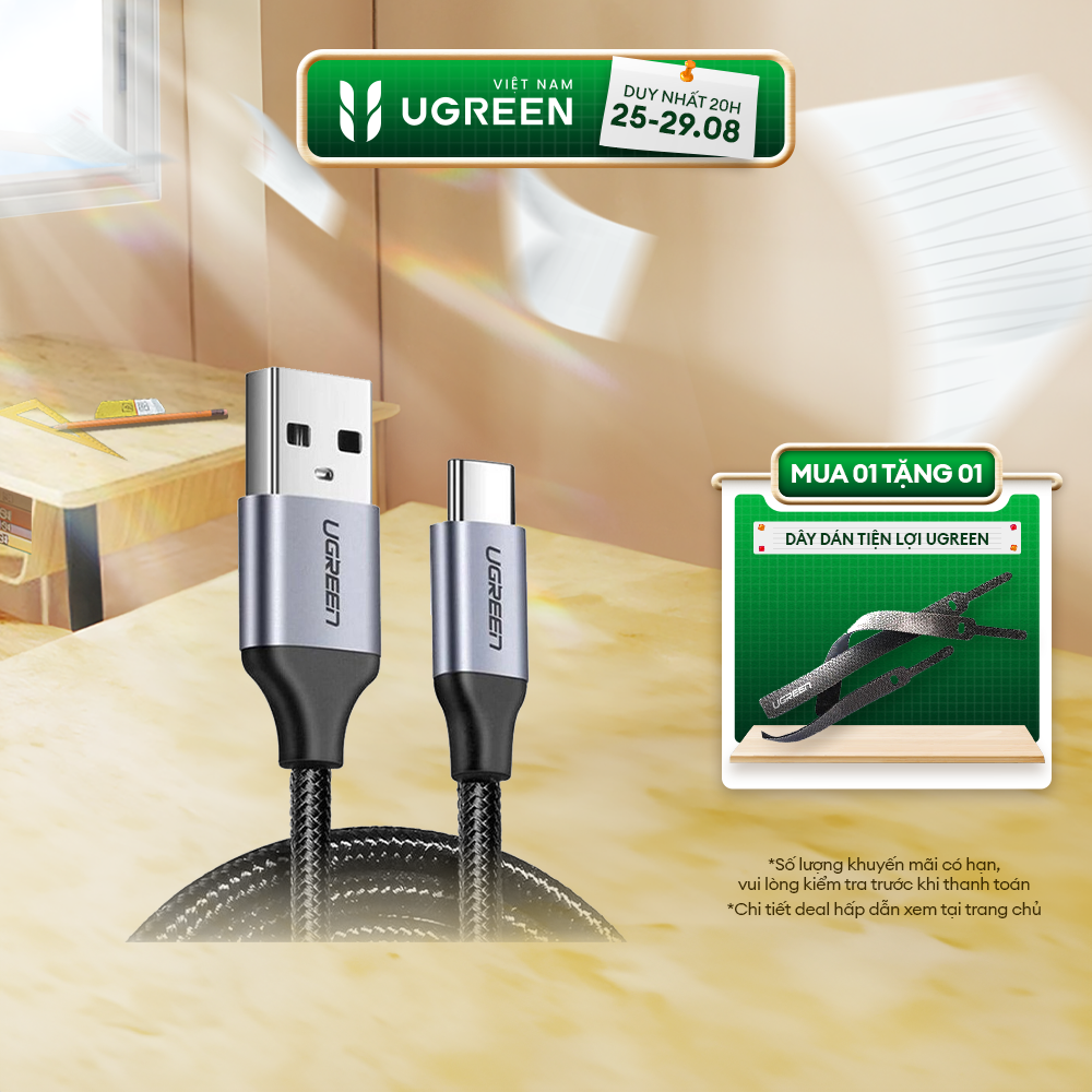 Cáp sạc USB 2.0 A sang Type C Ugreen US288 cho Samsung S21 S20 Xiaomi Redmi Note 11 | Hỗ trợ QC 3.0 dòng sạc 3A 15W 18W | Bảo Hành 1 đổi 1 18 Tháng | 60225 60114 60115 60116 60117 60118 60826 60119 60120 60121 60122 60123 60126