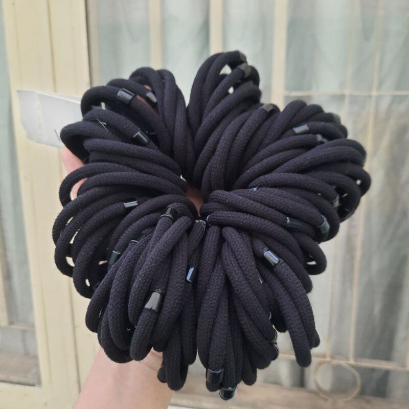 Túi 10 thun cột tóc 1 nút màu đen