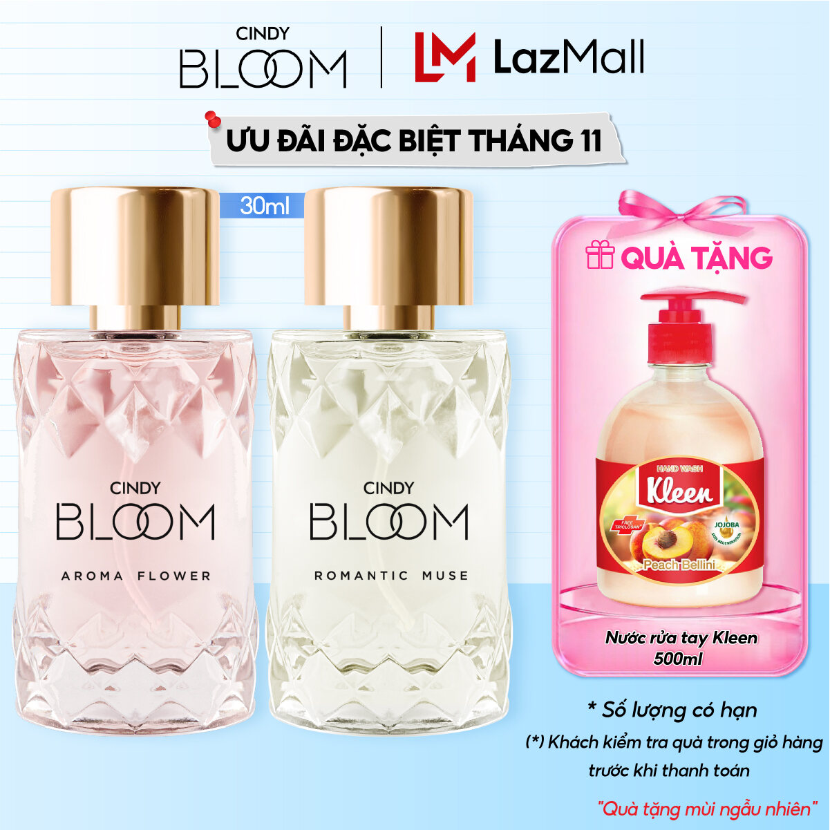 Combo 2 Nước Hoa Nữ Cindy Bloom Aroma Flower Hương Ngọt Ngào Nữ Tính + Romantic Muse Hương Quyến Rũ
