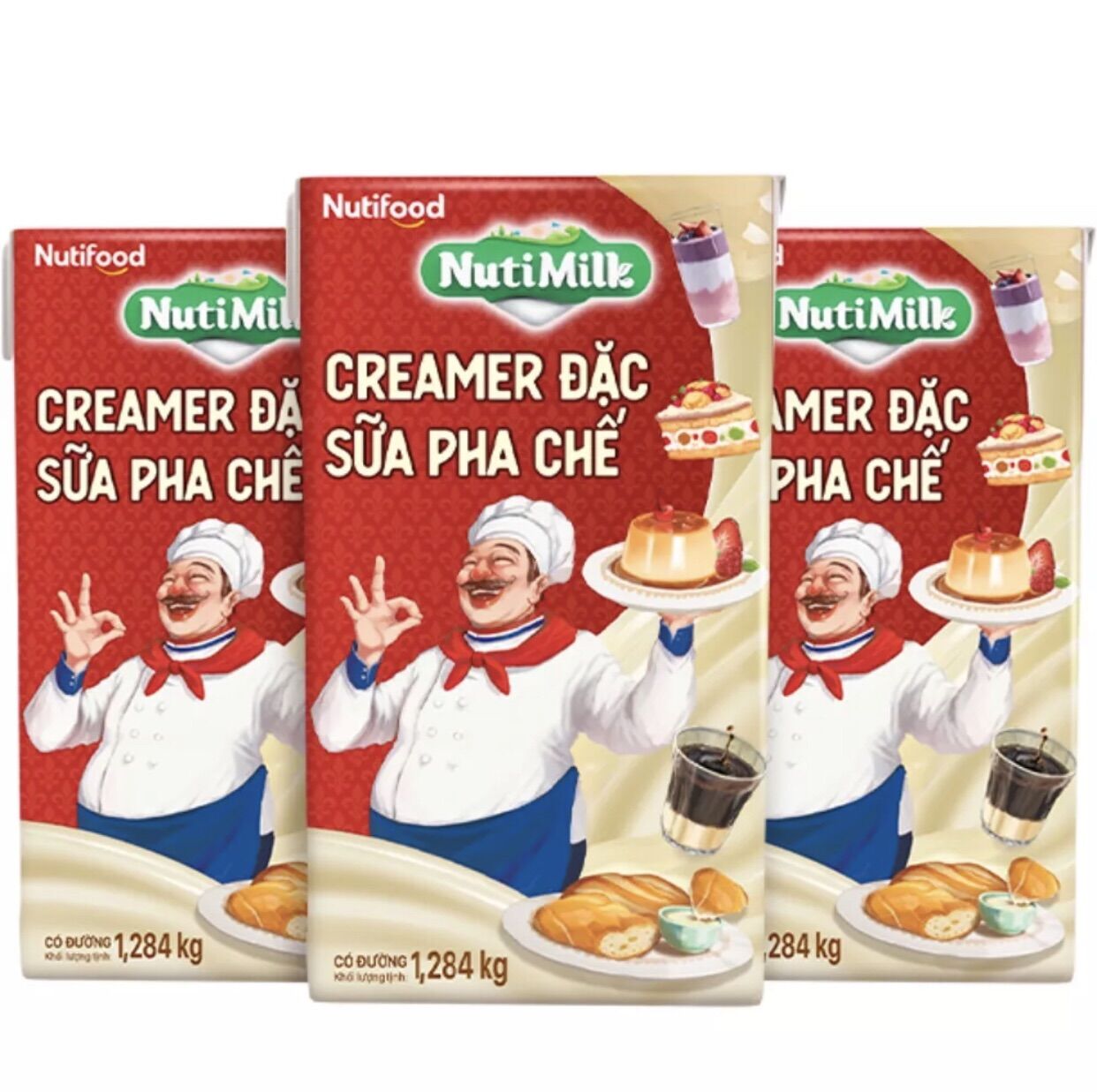 Combo 2 creamer đặc sữa pha chế có đường nuti hộp 1284g - thương hiệu nutifood