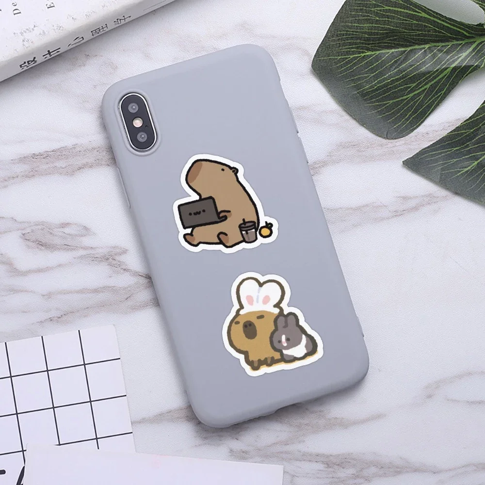 Set 100 sticker hình dán Chuột lang Capybara chống thấm nước