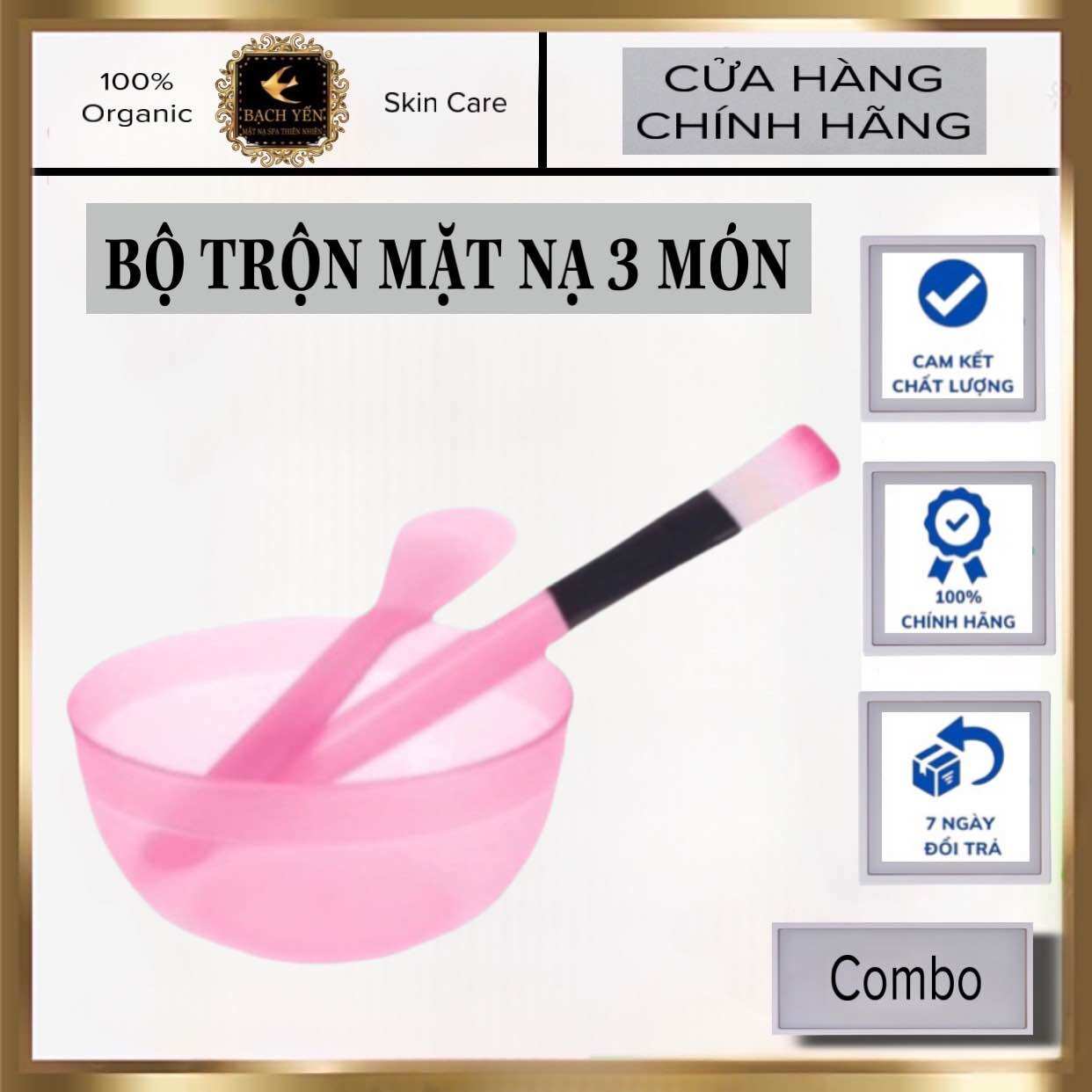 Bộ trộn mặt nạ 3 món : chén nhựa+ que trộn + cọ