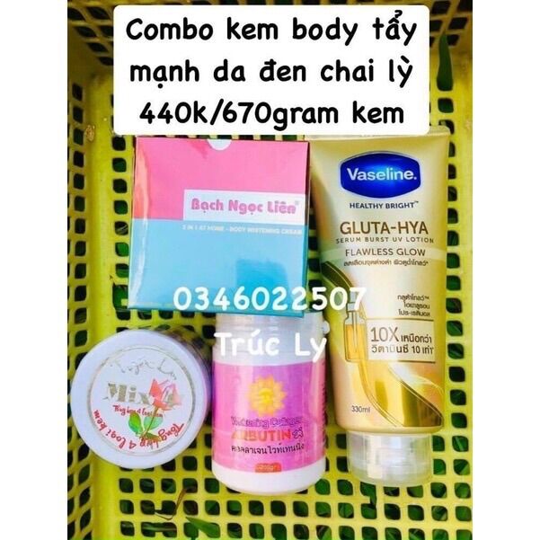 Combo Kem 3c3 abutine Bạch Ngọc Liên tẩy mạnh