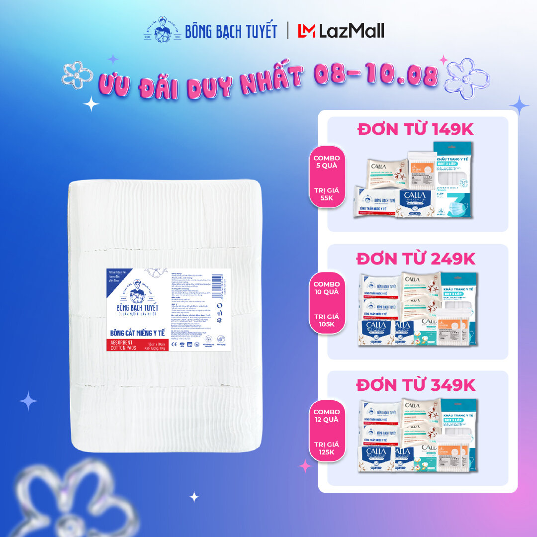 Bông y tế cắt Bạch Tuyết (10cm x 10cm)- 1Kg
