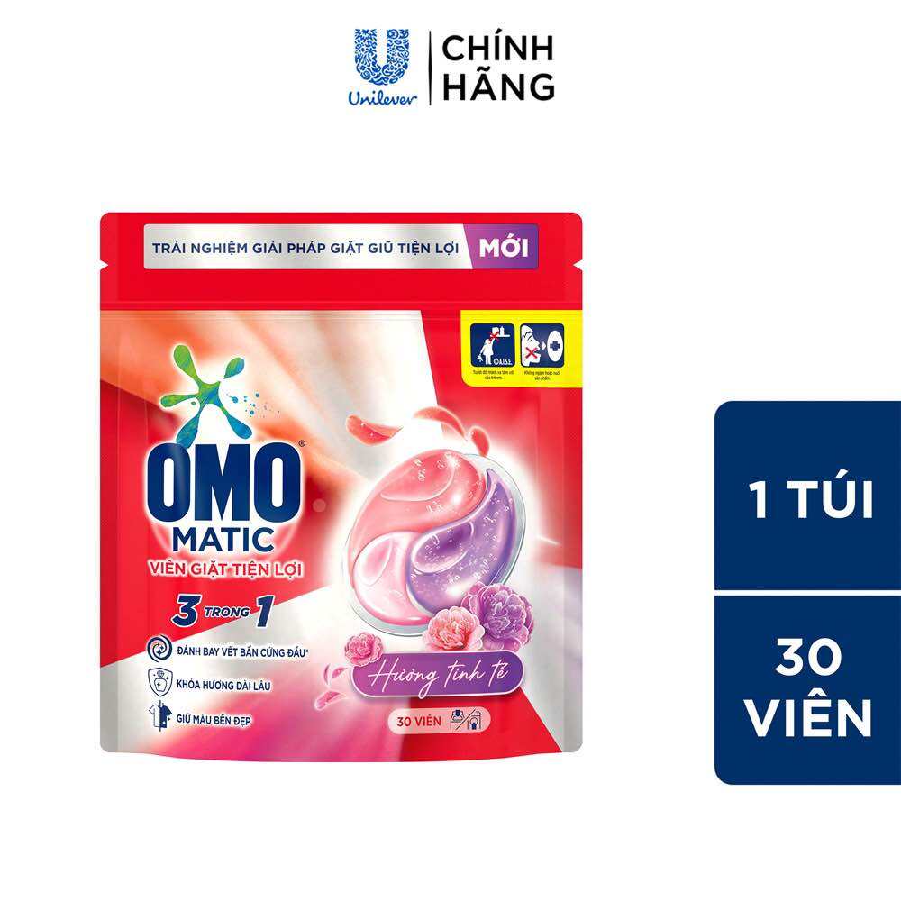 Túi viên giặt tiện lợi OMO 3 trong 1 (30 viên-50 viên/túi)