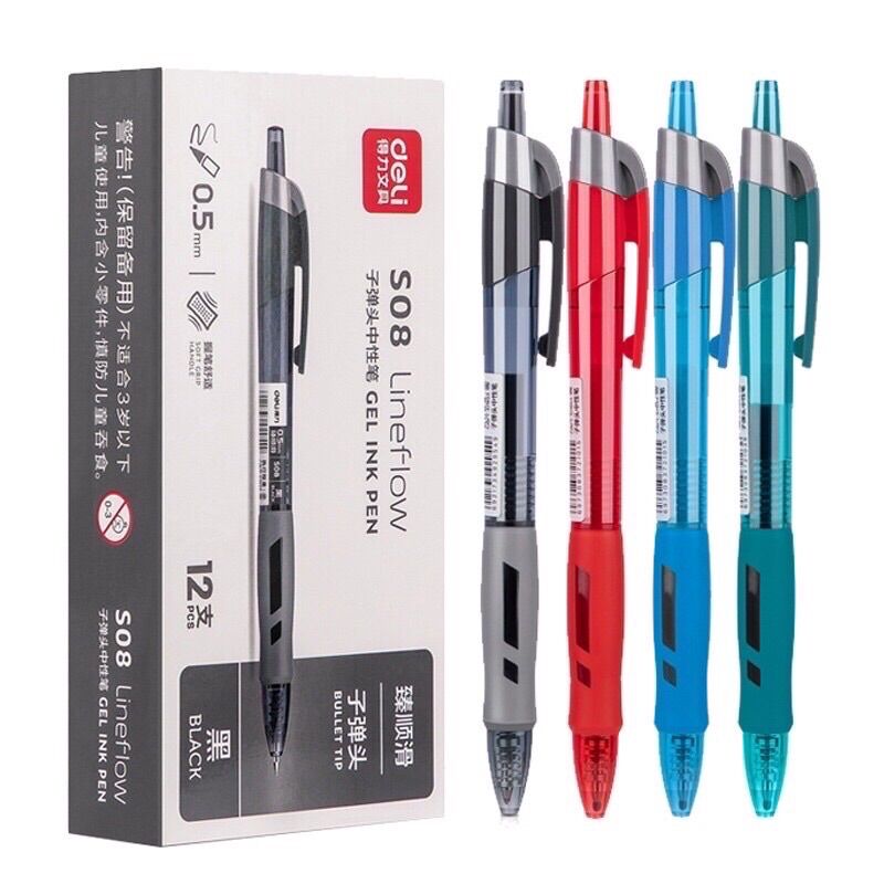 1 BÚT GEL BÚT NƯỚC DELI S08 ĐẦU NGÒI 0.5MM