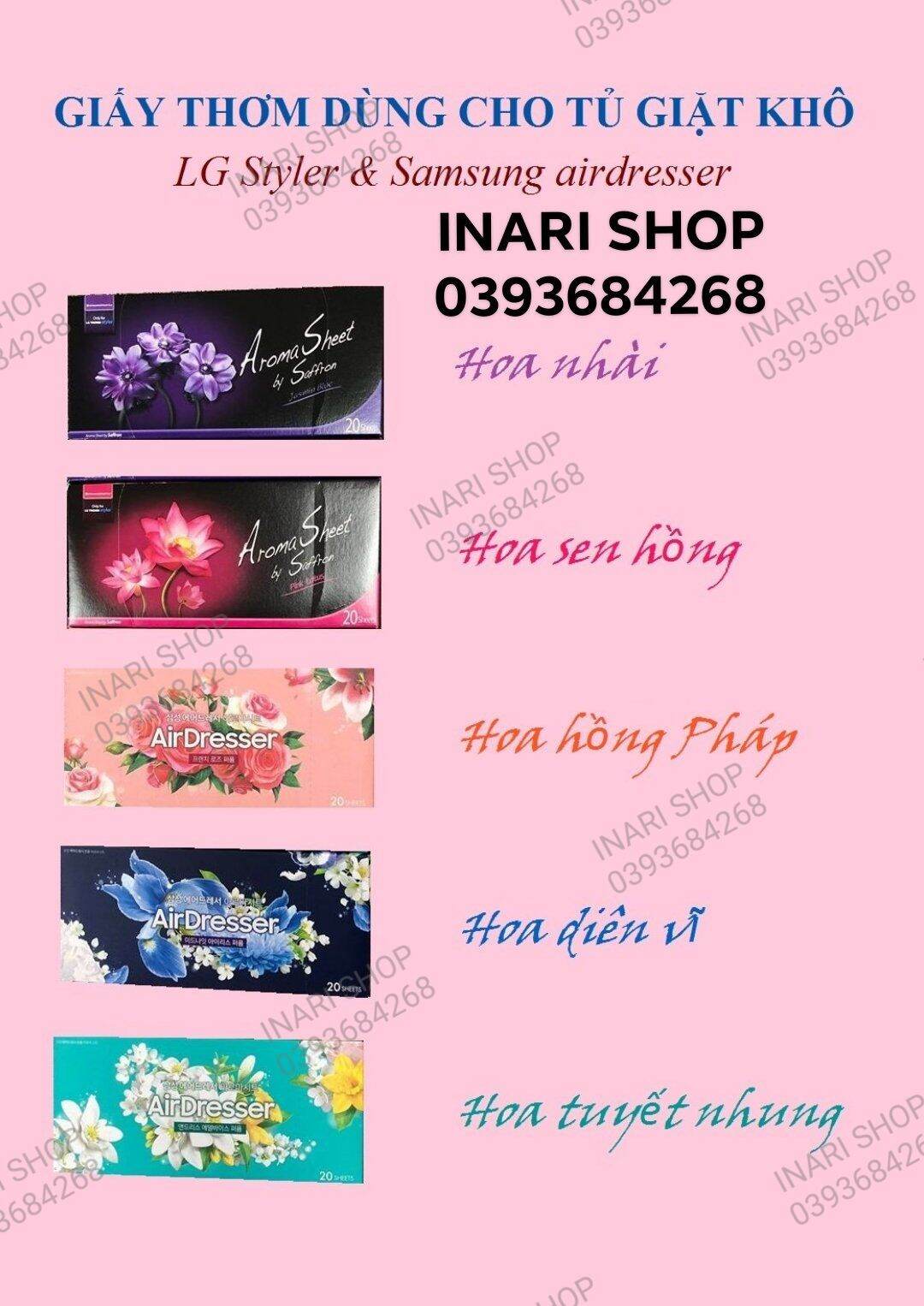 COMBO 5 HỘP GIẤY THƠM AROMA SHEET DÙNG CHO MÁY GIẶT KHÔ LG STYLER