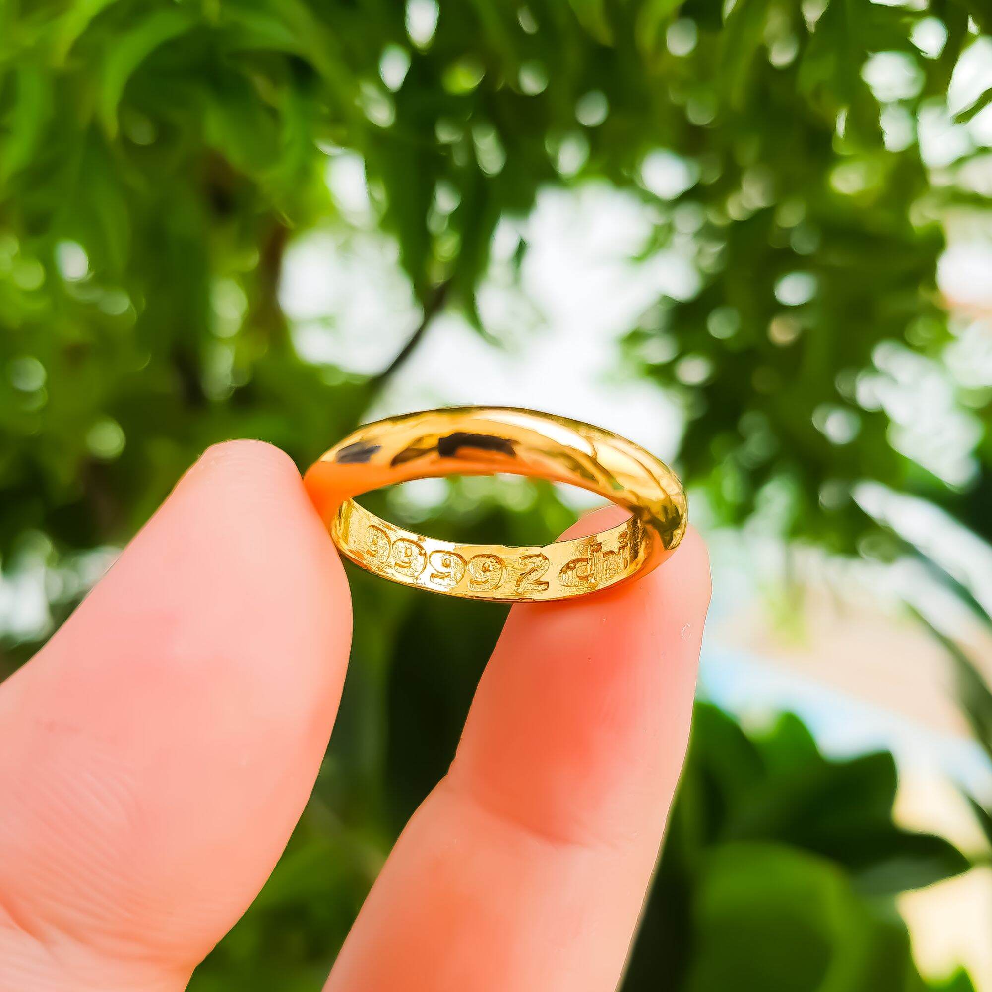 Nhẫn vàng ta nhẫn nữ trơn 1 chỉ 2 chỉ khắc 9999 không gỉ Lokalo 10.1.24