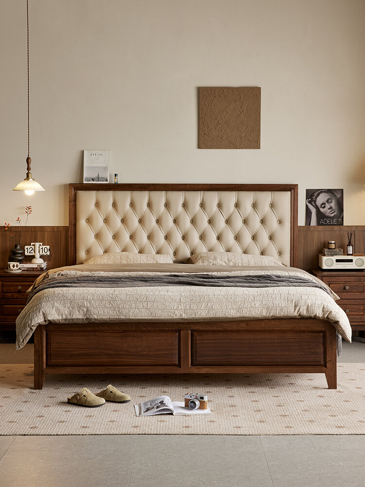 YAMOO | Nordic Vintage Soft-padded Double Bed Giá 35,548,000 Đồng*Miễn phí vận chuyển