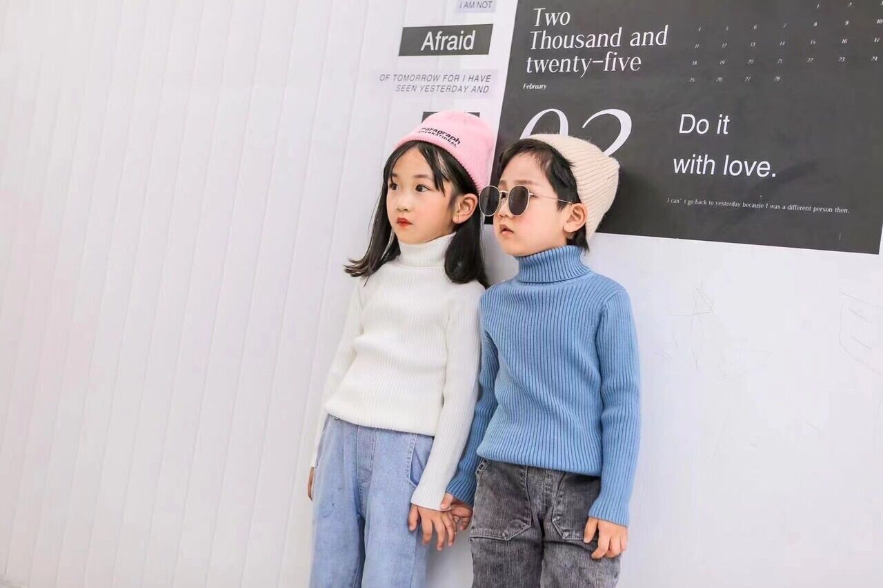 Áo len cao cổ cho bé trai và gái