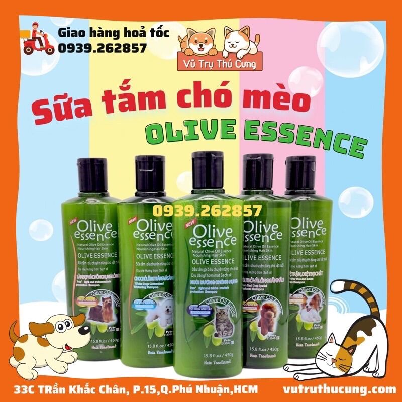 Sữa tắm Olive Essence 450ml cho Chó Mèo| Sữa tắm Chó Mèo, sữa tắm cho thú cưng