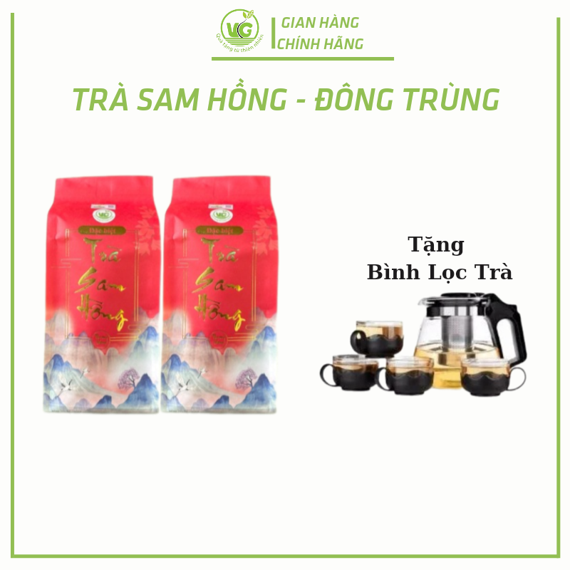  Trà Sam Hồng Thượng Hạng ĐB Đông Trùng Hạ Thảo FREE SHIP Combo 2 gói TH 500g Tặng Bình Lọc Trà Kèm 4 Cốc Trà Thanh nhiệt Mát gan  an thần dễ ngủ  tốt cho tim mạch  tăng cường sinh lý nam giới 