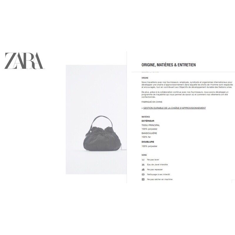 Zara Auth Túi xách cho nữ dây rút đen