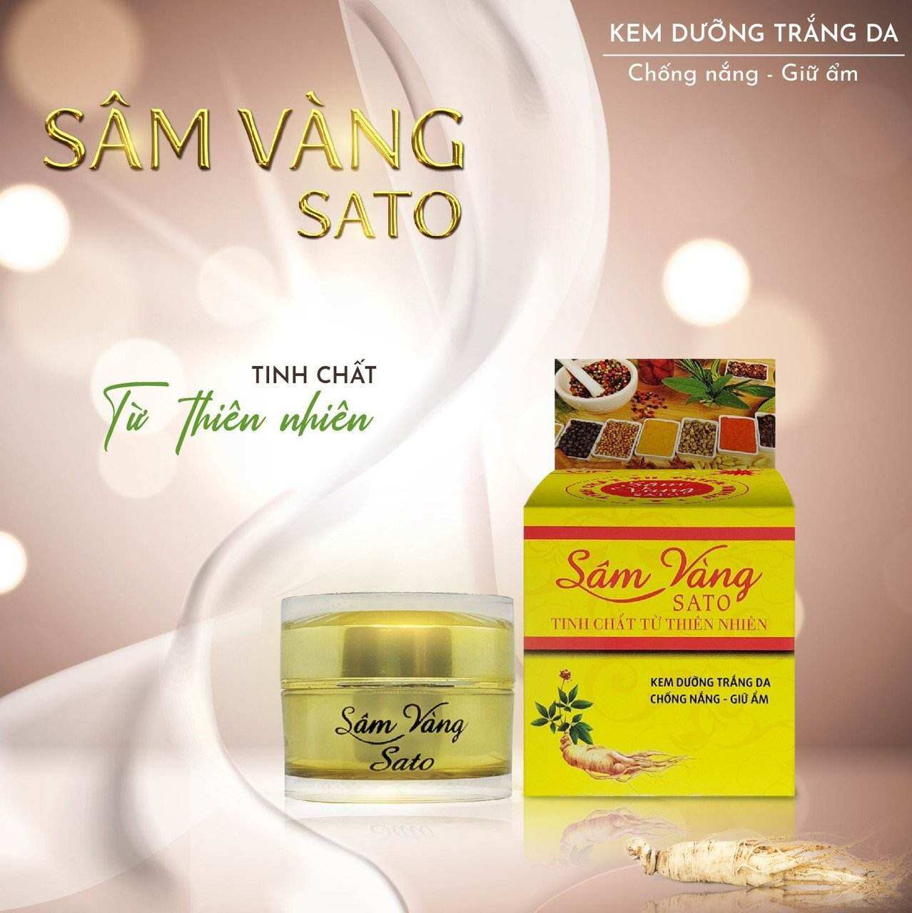 kem sâm vàng sato thảo dược Đông y dưỡng trắng