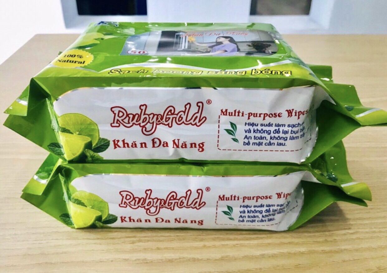 Combo 4 gói khăn ướt đa năng Ruby & gold/khăn lau bếp/lau sàn