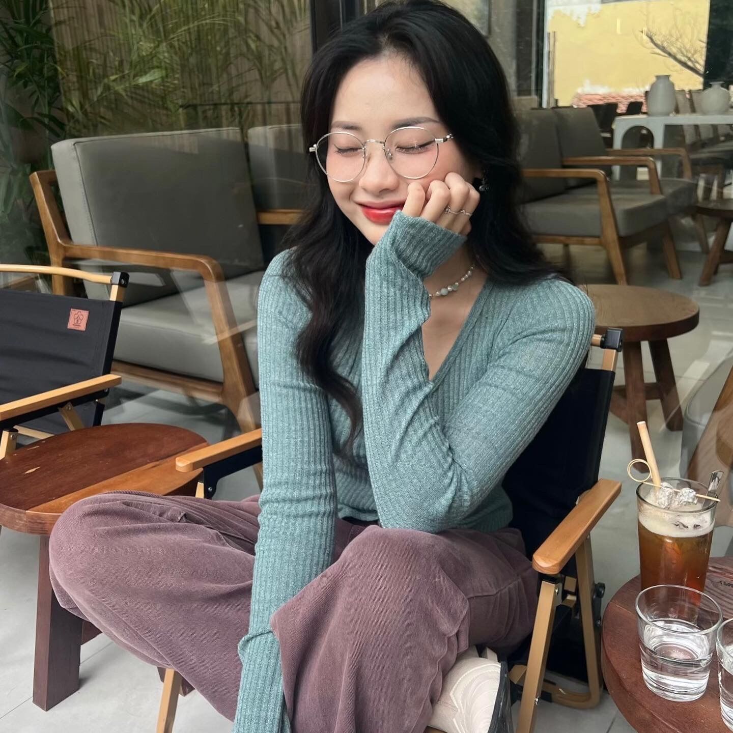 Áo len Cardigan cut-out màu Xanh, Cut out Knit Cardigan - Mint