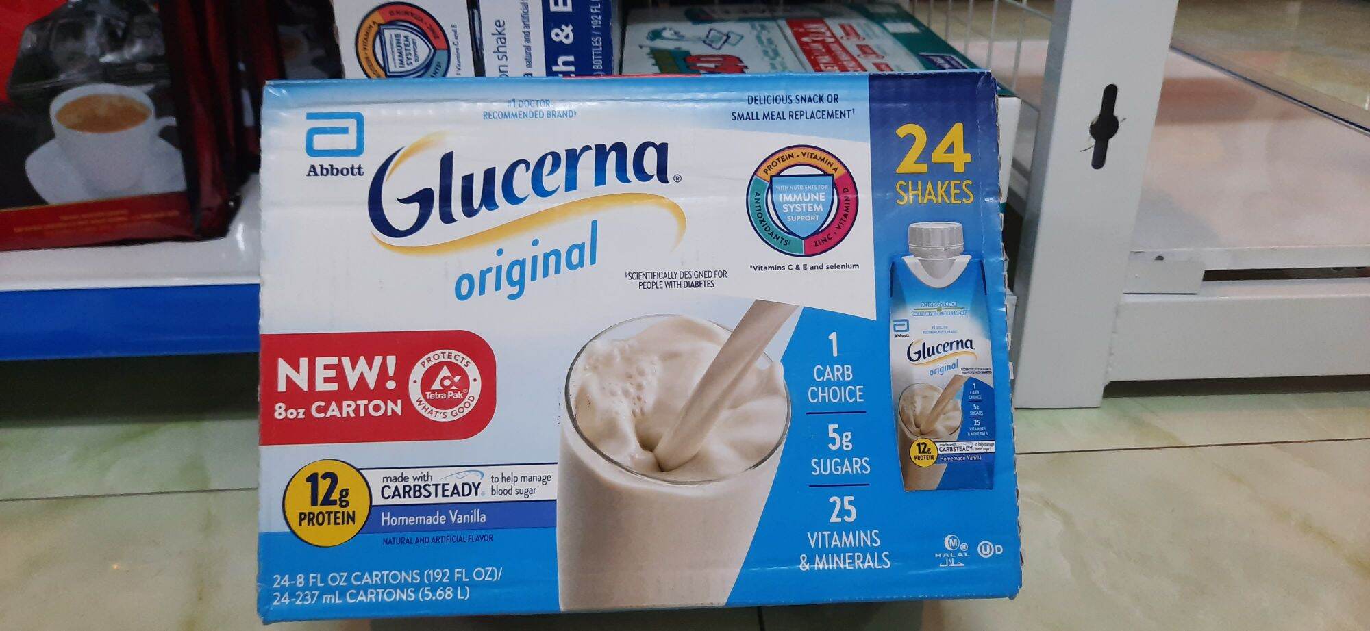 Thùng 24 hộp sữa dành cho người tiểu đường, ít ngọt Glucerna nhập khẩu Mỹ