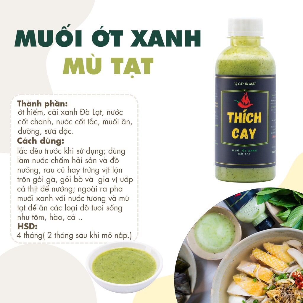 Nước chấm xanh mù tạt Thích Cay- chai 250ml