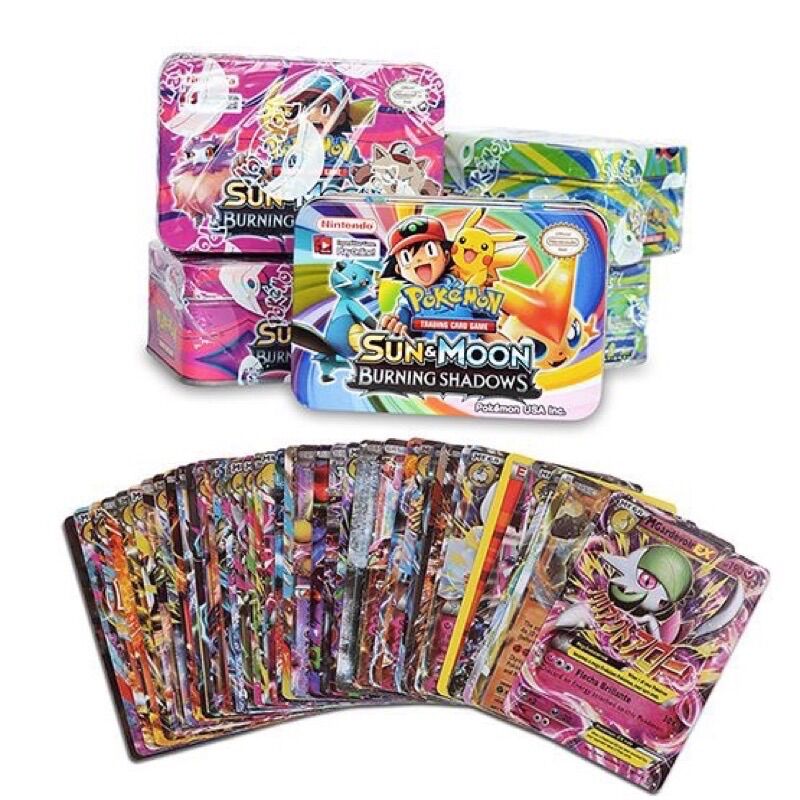 Thẻ pokemon, thẻ bài pokemon hộp sắt 40 lá Tặng kèm 1 thẻ Vip