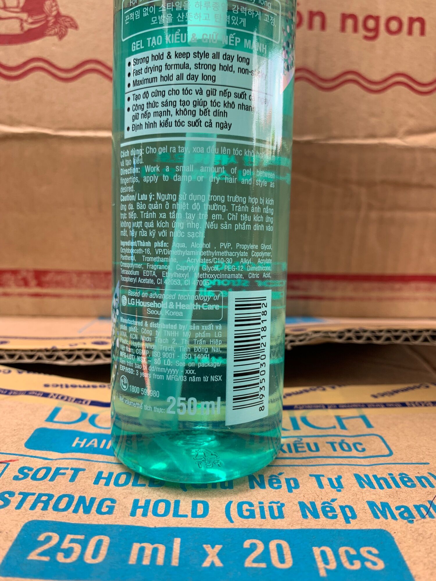 GEL tạo kiểu cho tóc uốn Double Rich hard hold 250 ml(mầu xanh)