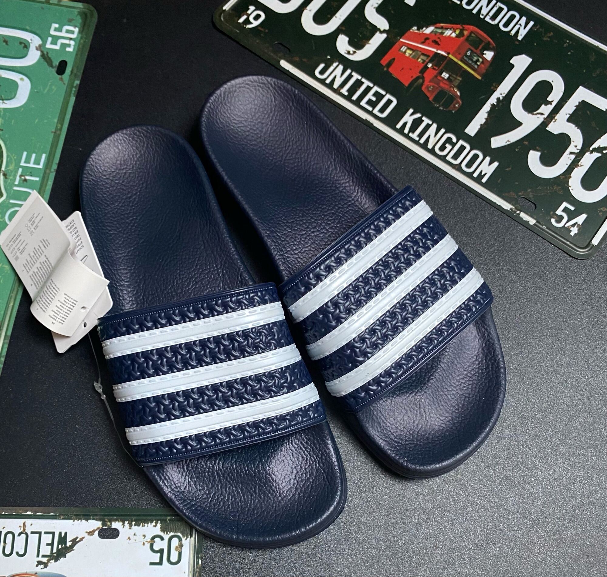 Italy Đế blue striped white-sandals nam-dép female-sandals Adilette classic-feeling quiet foot anti-water well