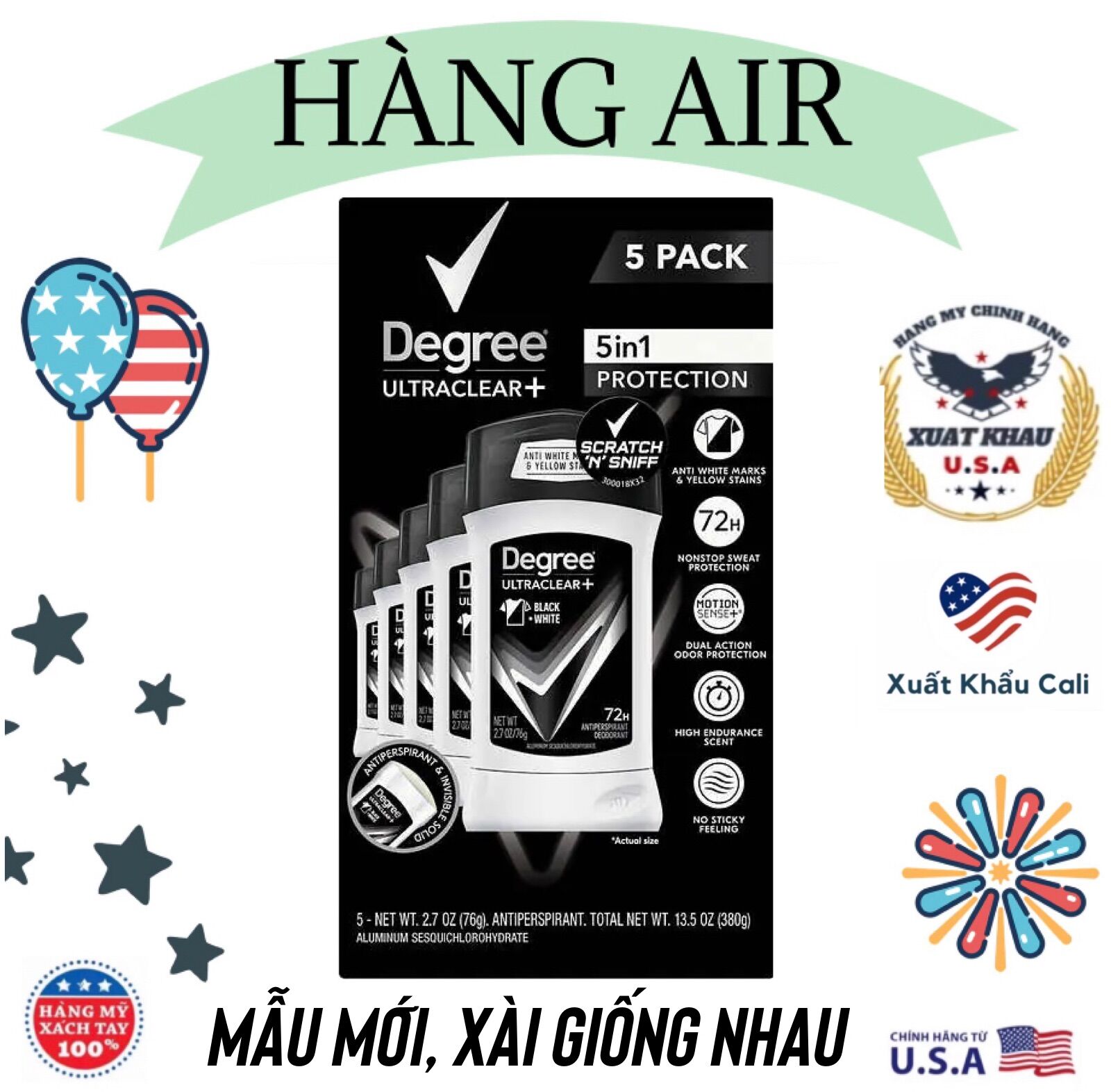 [HCM]Lăn Khử Mùi Nam Degree Men Motionsense Ultraclear Black White 76g