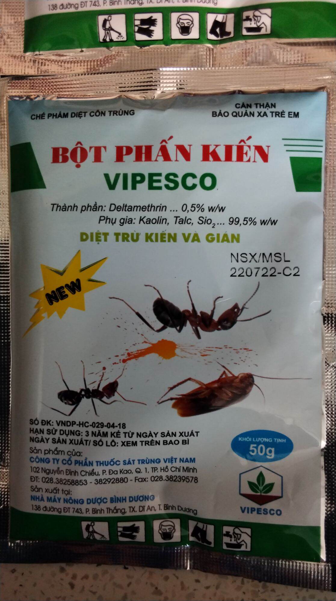 Chế phẩm diệt côn trùng bột phấn kiến vipesco diệt trừ kiến gián