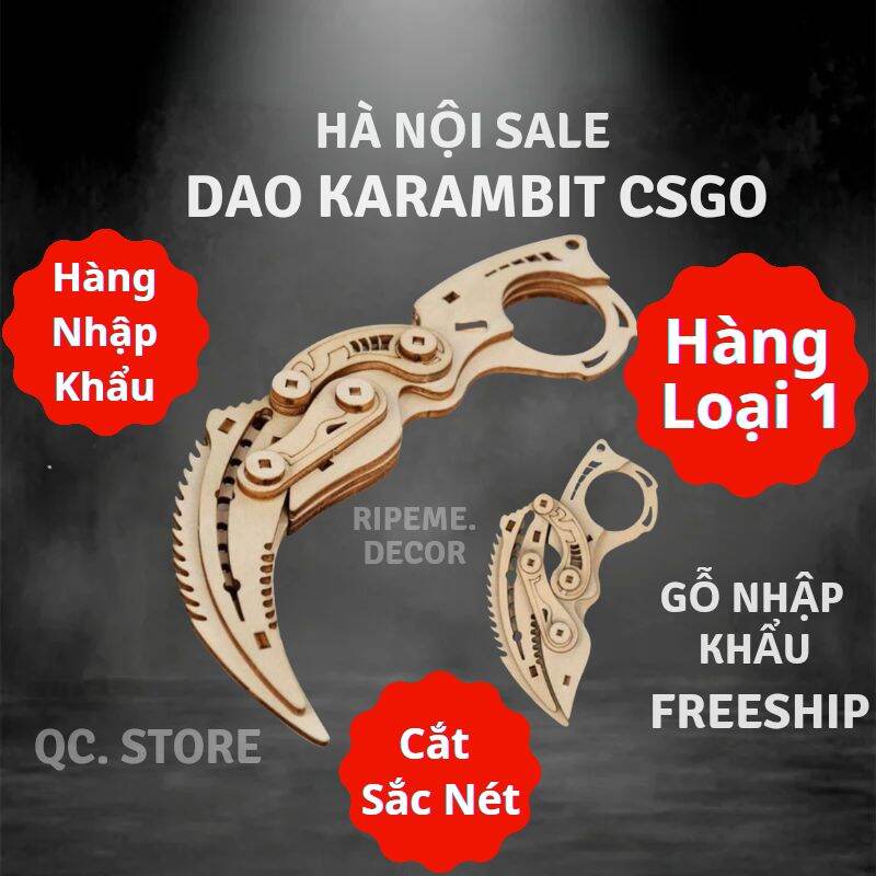 Mô Hình Csgo Dao Karambit Bằng Gỗ Lắp Ráp Plywood đồ chơi an toàn chắc chắn sưu tầm 3d kiếm đao lego