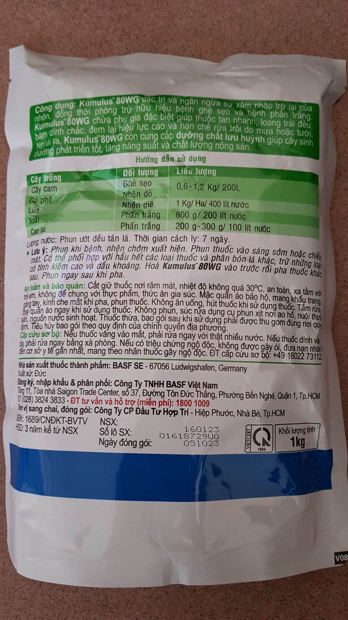 Thuốc trừ bệnh KUMULUS (Đức) phấn trắng, ghẻ sẹo, nhện (1kg)