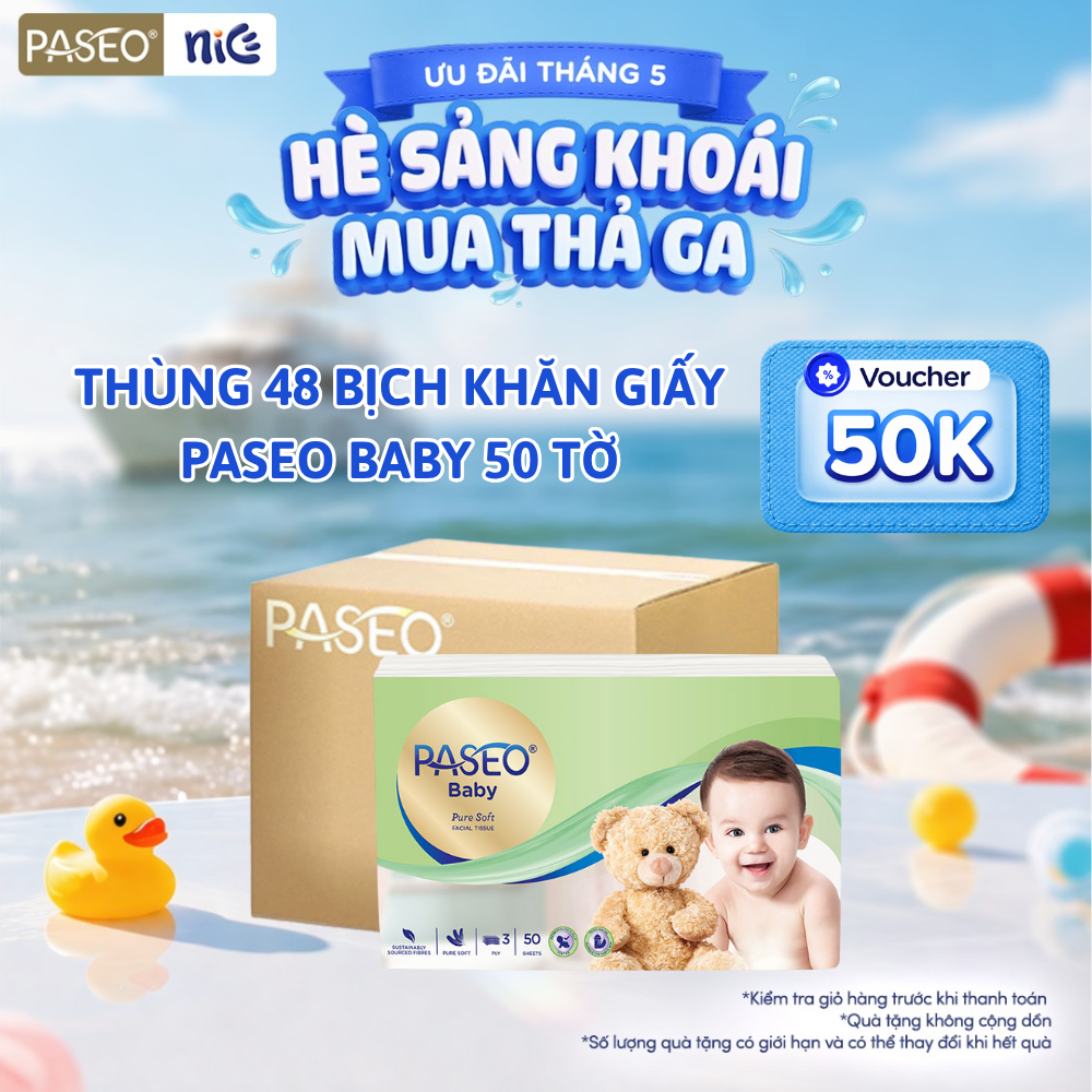 Thùng 48 Gói Khăn Giấy Rút Cao Cấp Baby Siêu An Toàn Dành Cho Em Bé 3 Lớp 50 Tờ/gói - Có Chứng Nhận Da Liễu