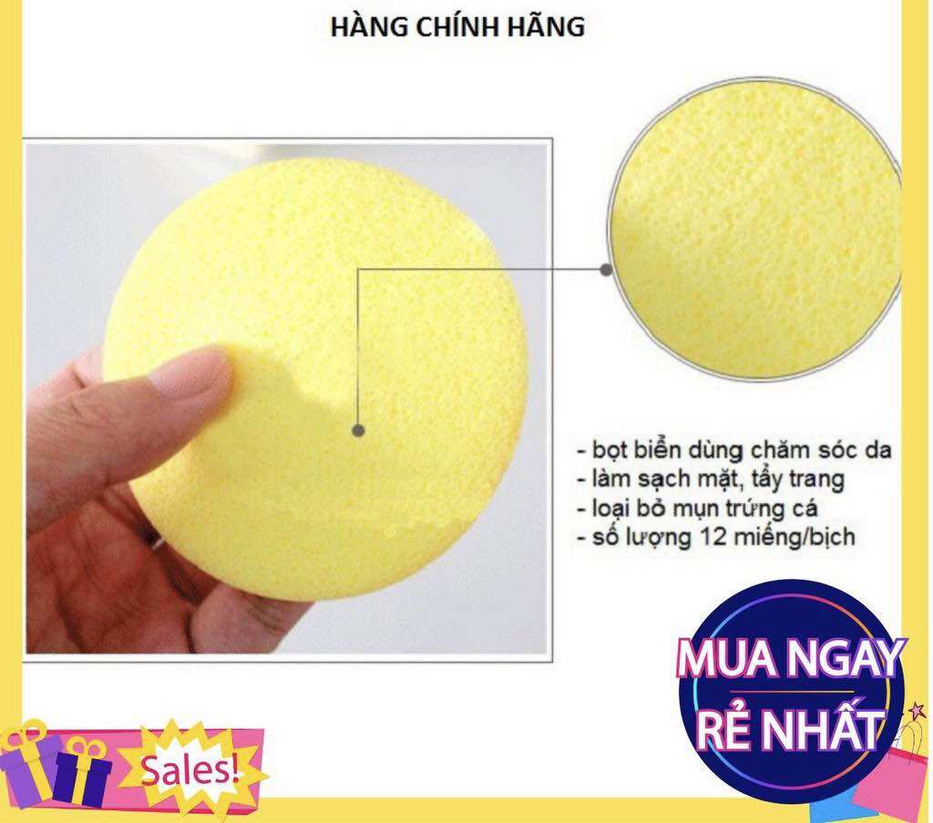 Bông Rửa Mặt Bọt Biển Dạng Nén ( 12 Bông )