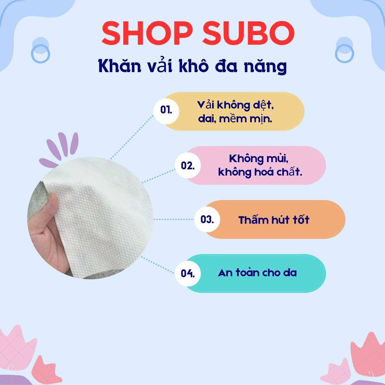 Khăn vải khô đa năng cho bé thay thế khăn sữa khăn ướt dùng trong spa combo 1 kg khăn trơn 1 kg khăn bi