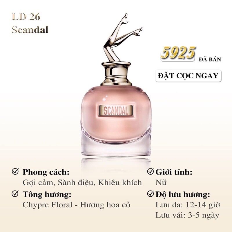 Tinh dầu nước hoa Pháp LD26 SCANDAL  12ml (Mẫu mới)