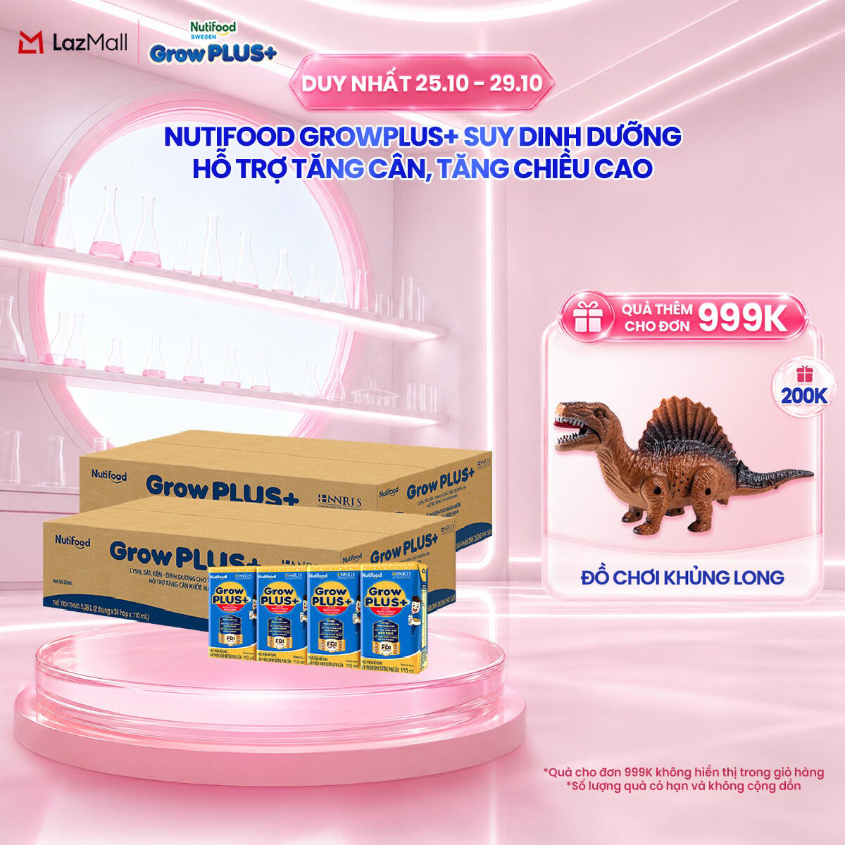 Combo 2 Thùng 48 hộp Sữa Bột Pha Sẵn Nutifood GrowPLUS+ Biếng Ăn (Xanh) 110ml - Trên 2 tuổi - Tăng Cân Khỏe Mạnh