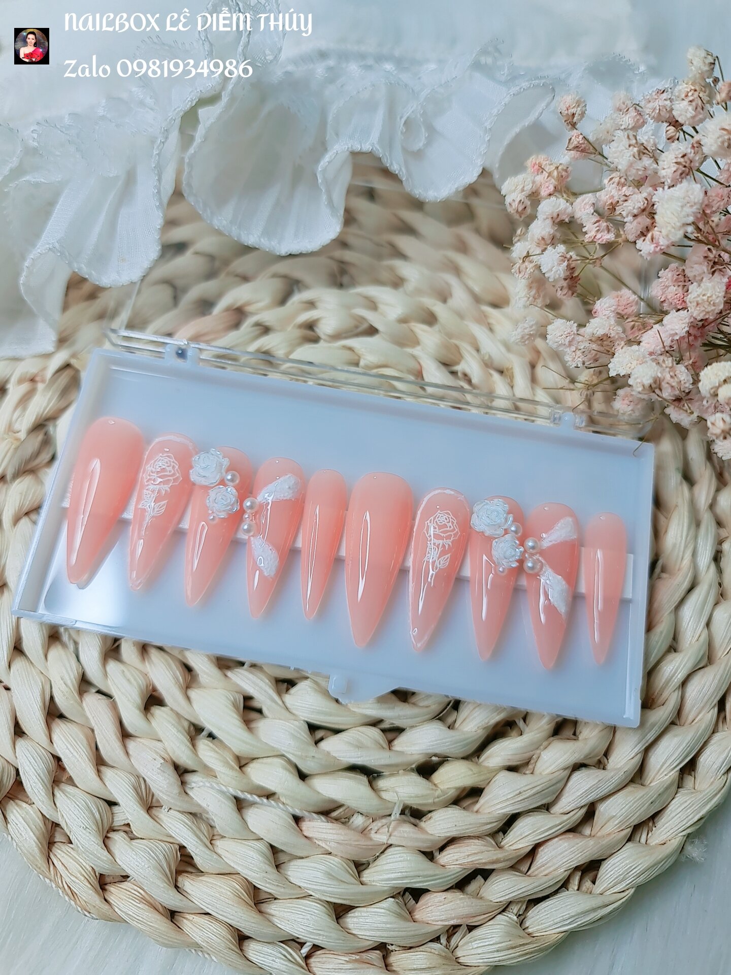 [Mẫu Nailbox Cô Dâu] Thiết Kế Màu Hồng NB0042