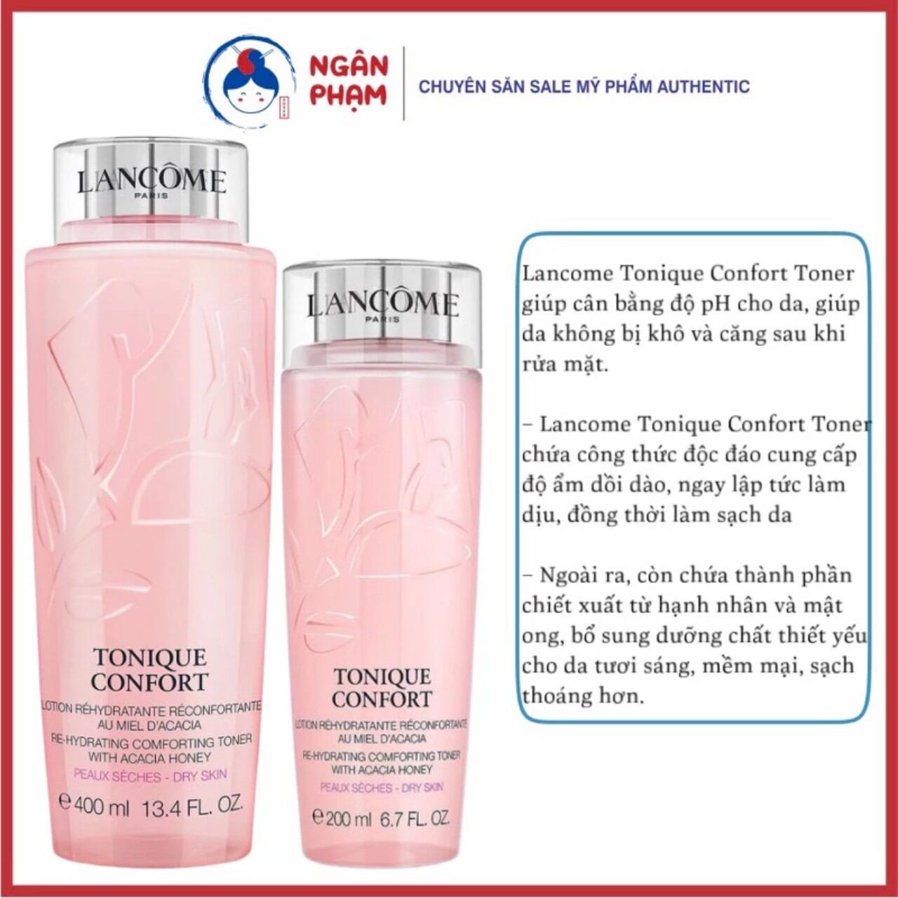 Nước hoa hồng tonique confort toner 400ml
