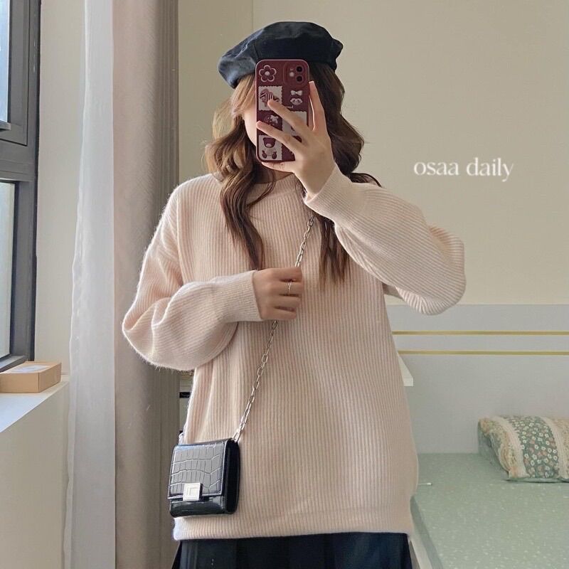 Áo len gân trơn basic