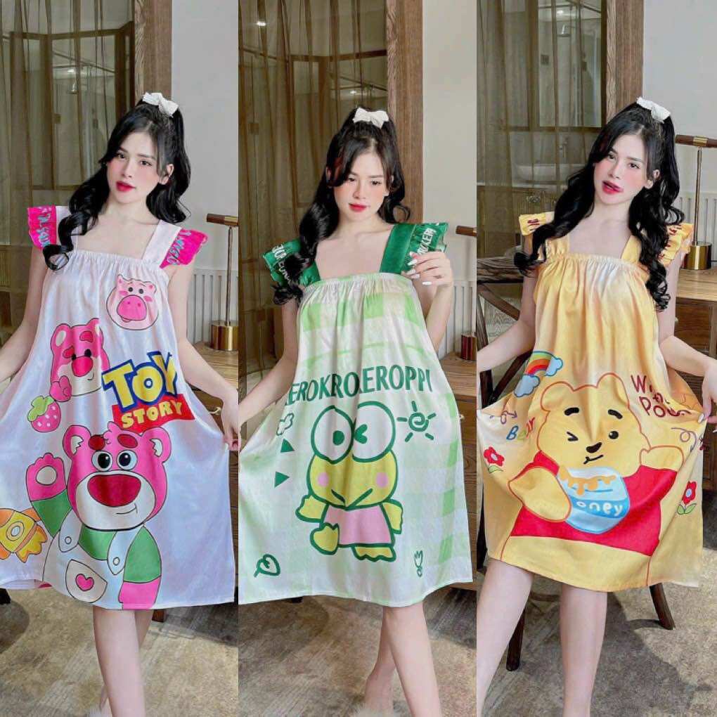 Váy ngủ cánh tiên. Đầm mặc nhà form rộng - bầu bí bon chen