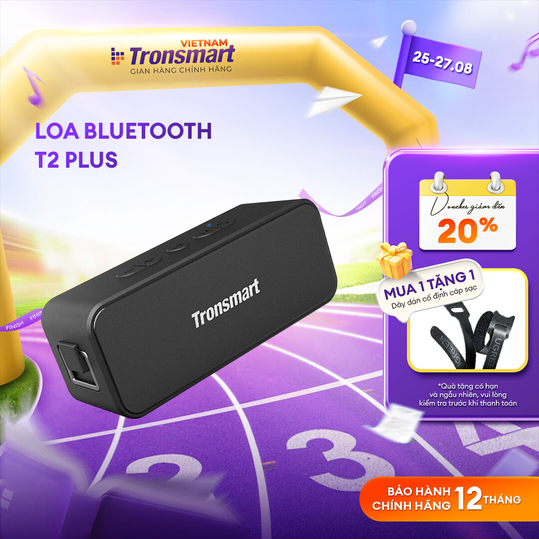Loa Bluetooth 5.3 Tronsmart T2 Plus/T2 Plus Upgraded | Công suất 20W | Kháng nước IPX7 | Pin 4000 mAh | Bảo hành 12 tháng