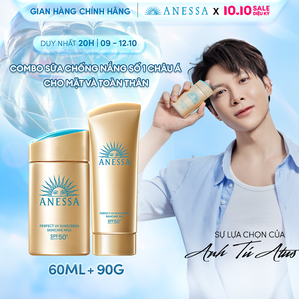 Combo Sữa chống nắng & Gel chống nắng bảo vệ hoàn hảo cho Mặt - Toàn thân Anessa Gold milk 60ml + Gold gel 90g