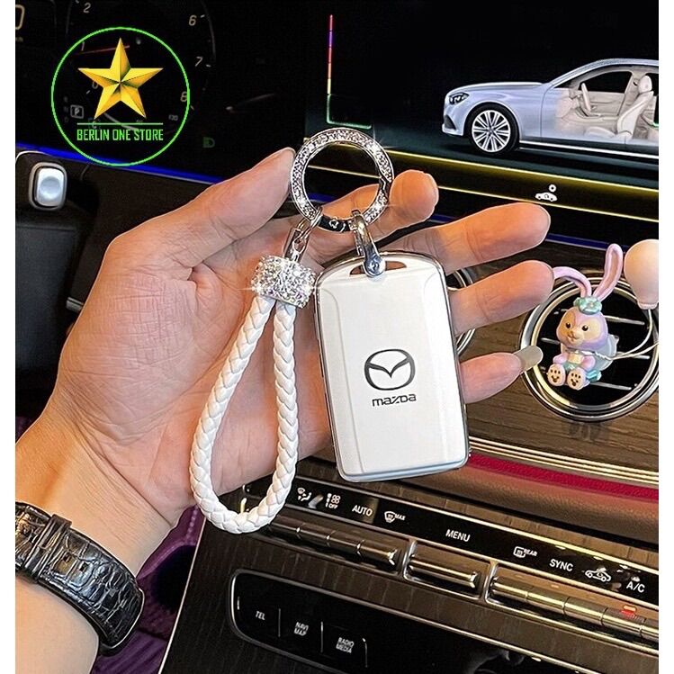 [MAZDA] - Ốp đính đá bọc chìa khóa xe hơi ô tô Mazda 2 3 6 - Mazda CX 3 - CX 5 - CX 8 - CX 30 -  Bao da chìa khóa-Mẫu 91