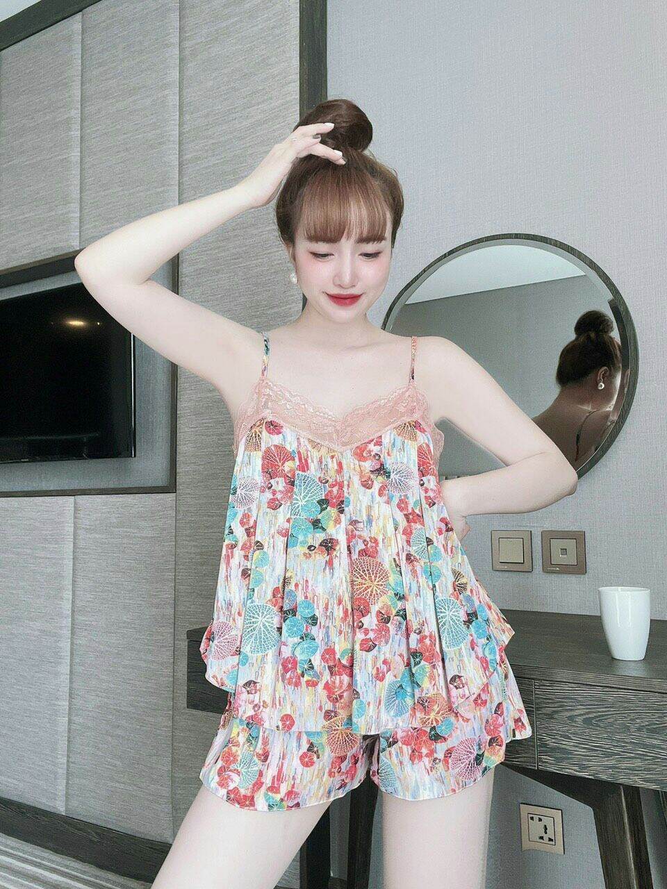 Set bộ đồ ngủ hai dây phối ren nhiều kiểu dáng xinh xắn